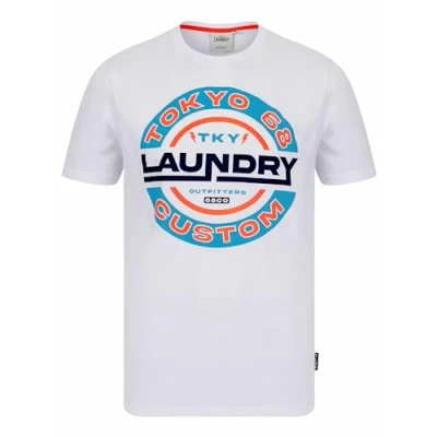 Image of Tokyo Laundry Men&#039;s &#039;Tremper&#039; Retro Graphic Cotton Crew Neck T Shirt Bright White