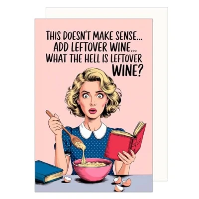Image of Edition Seidel Premium Birthday Card with Envelope. Greeting Happy Wife Girlfriend Wine Funny (G3684 SW024)