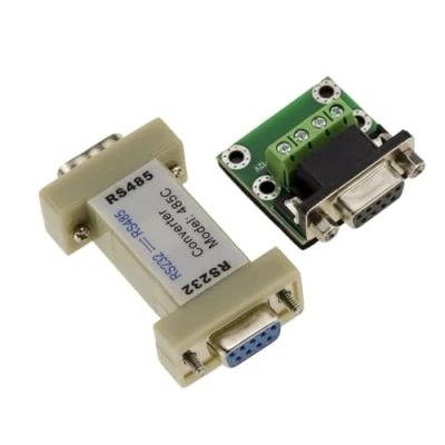 Image of KALEA INFORMATIQUE RS232 to RS485 converter with DB9 plugs and wired terminal block for RS 485 mounting