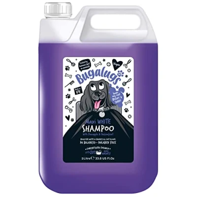 Image of BUGALUGS dog shampoo Whitening &amp; Brightening coat Enhancer for all colours, best vegan puppy grooming conditioner with a Pineapple Passionfruit (5 Litre)