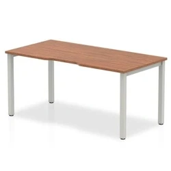 Image of Evolve Single Silver Frame Bench Desk 1400 Walnut BE132