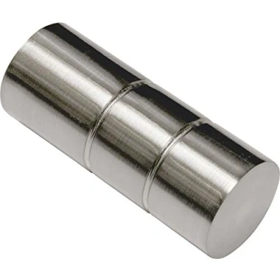 Image of GARDINIA Curtain Rod Finials, 2 x Cylindrical Windsor Series, Metal, Stainless Steel, Ø 25 mm