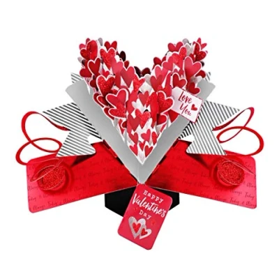 Image of Love Hearts Happy Valentine&#039;s Day Greeting Card 3D Pop Up Cards