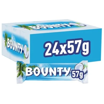 Image of Bounty Coconut Milk Chocolate Duo Bar Bulk Box, Gifts, 24 Bars of 57g