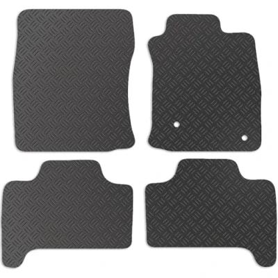 Image of Carsio Rubber Car Mats For Toyota Landcruiser 2003 to 2009 Tailored Fit Floor Mat Set Complete Accessory Black Custom Fitted All Weather &amp; Heavy Duty, Anti Slip Backing with Clips