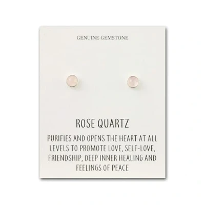 Image of Philip Jones Rose Quartz Stud Earrings with Quote Card