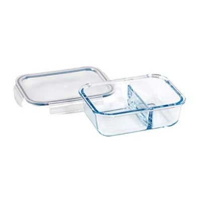 Image of Wiltshire 1000ml Rectangular Glass Food Container (2 dividers), (48129)