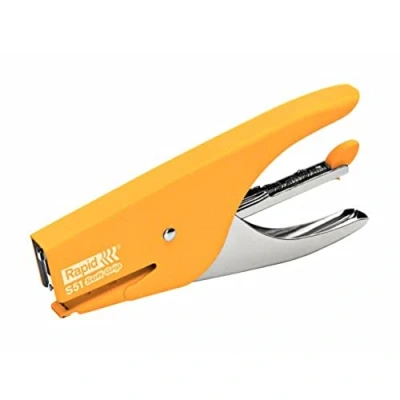 Image of Rapid Supreme S51 Stapling Pliers, 15 Sheet Capacity, Uses No. 21 Staples, Soft Grip, Metal and Rubber, Yellow, 10538743