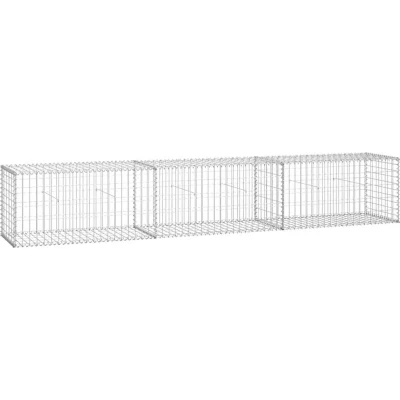 Image of vidaXL Gabion Wall with Covers Galvanised Steel 300x50x50 cm