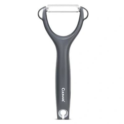 Image of Culinare Serrated Safety Peeler, Grey, Plastic/Stainless Steel, Y Shaped for Maximum Control and Comfort, Manual Tomato/Kiwi Peeler