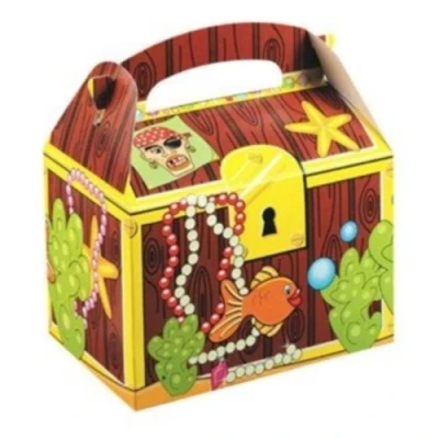 Image of MustBeBonkers 10 Party Boxes Themed Character Loot Treat Box plus FREE Paper Bags (Treasure Chest)