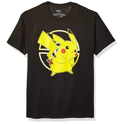 Image of Pokémon Men&#039;s Pikachu Poké Ball Icon Trainer T Shirt, Black, XL