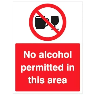 Image of No alcohol permitted in this area (semi rigid pvc safety sign)