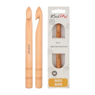 Image of KnitPro Basix Birch: Crochet Hooks: Single Ended: 20cm x 18.00mm, Birchwood, Multi Colour, 18mm