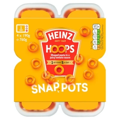 Image of Heinz Hoops Snap Pots, 4 x 190 g