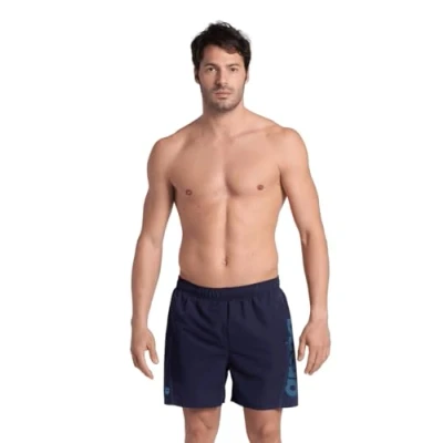 Image of Arena Men&#039;s Fundamentals Logo R Beach Boxer Navy Turquoise