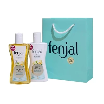 Image of Fenjal Sensitive Cleanse &amp; Hydrate Gift Set Shower oil 225ml Body Lotion 200mlPerfect Blend of Fresh Lily and Apple Jasmine with Sparkling freshness Lemon