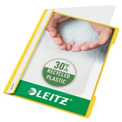 Image of Leitz A4 Standard Plastic File, 30 Percent Pre consumer Recycled Plastic, Flatfile for Sheets, 60 Sheet Capacity, Yellow, 41910015