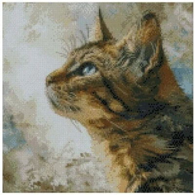 Image of cat (4) Counted Cross Stitch Kits, 14ct 150x150 Stitch,37x37cm Cotton Kits