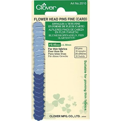 Image of Clover Flower Head Pins Fine (Card), Blue, 1
