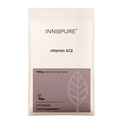 Image of INNOPURE Vitamin B12 Tablets High Strength 1000mcg Vegan Society Approved Supplement 120 Pure Methylcobalamin Tablets, Support Tiredness, Fatigue &amp; Immunity GMP Approved, UK Made
