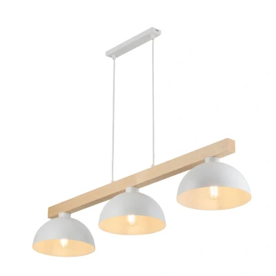 Image of Oslo Bar Pendant Ceiling Light White, Pine 3xE27