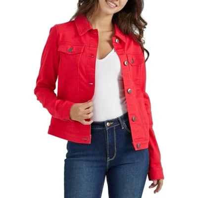 Image of Wrangler Authentics Women&#039;s Stretch Denim Jacket, Red, XS