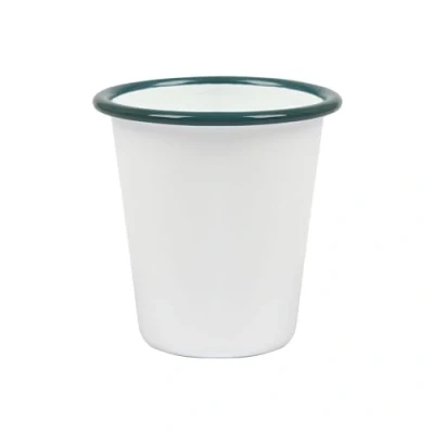 Image of Green 300ml White Enamel Tumbler By Argon Tableware