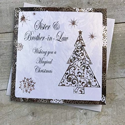 Image of White Cotton Cards C3 SB &quot;Sister &amp; Brother in Law&quot; Handmade Christmas Card
