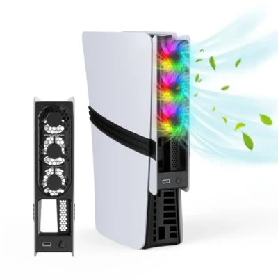 Image of Growalleter Cooling Fan for PS5 Pro/Slim Console High Speed with Auto Temperature Control, Low Noise, RGB Lighting, &amp; USB 3.0 Port Gamers Enthusiasts (PS5 Pro)