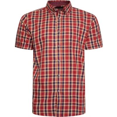 Image of KAM Check Shirt Short Sleeve Chest Pocket Button Down Casual Mens Plus Size 2XL 8XL 6282 (UK, Alpha, 8XL, Plus, Regular, Wine)