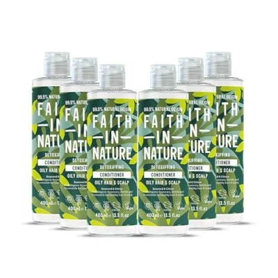 Image of Faith in Nature Detoxifying Seaweed &amp; Citrus Conditioner for all Hair Types. Vegan and Cruelty Free, No SLS or Parabens, 6 x 400ml
