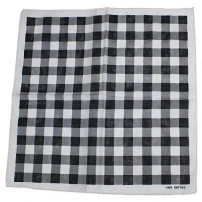 Image of Zac&#039;s Alter Ego Black &amp; White Checkered Gingham Print Cotton Bandana