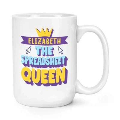 Image of Personalised The Spreadsheet Queen 15oz Large Mug Cup