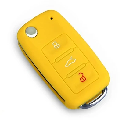 Image of Happyit Silicone Car Key Cover Case for Volkswagen VW Polo Passat B5 Golf 4 5 6 Jetta Mk6 Tiguan Gol CrossFox Plus Eos Scirocco Beetle (Yellow)