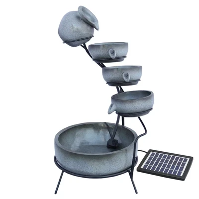 Image of MonsterShop Grey 4 Tier Spilling Bowls Water Feature