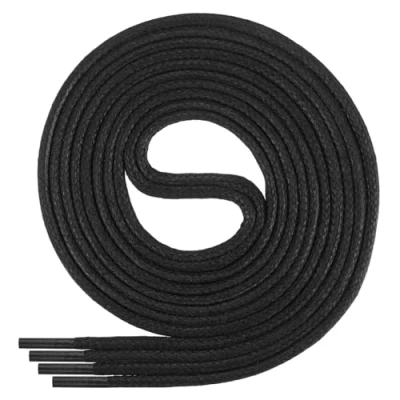 Image of Di Ficchiano round waxed shoelaces for business, suit and leather shoes, diameter 2 4 mm, lengths 45 cm 200 cm, highly tear resistant, made in Europe, Adult (Unisex), Black , 140 / ø 4mm