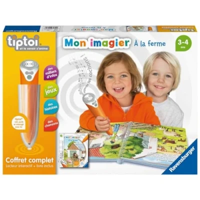Image of Ravensburger 4005556000357 Coffret Lecteur interactif + Livre Ferme tiptoi Complete Set with Interactive Reader and Book Mon Imagier à la Farm [French Language]