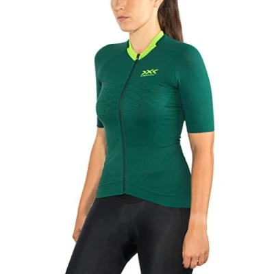 Image of X BIONIC Women The Trick 4.0 Bike Zip Short Sleeve Shirt Pine Green/Amazonas Green, Medium