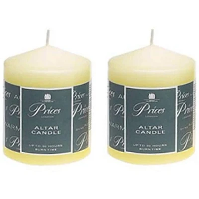 Image of 2 X Ivory Altar Candle 100mm 80mm 50 Hours Burn Time
