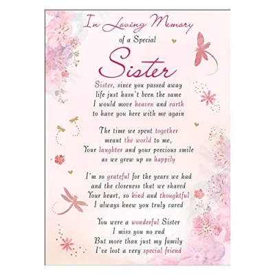 Image of Special Sister Memorial Remembrance Verse Plastic Coated Grave Graveside Card