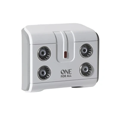 Image of One For All Signal Booster/Splitter TV 4 Outputs (14x amplified) Plug and Play interference free reception Full HD compatible white SV9604
