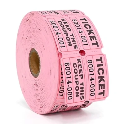Image of L LIKED Raffle Tickets Double Rolls 1000 per Roll 50/50 for Events, Entry, Class Reward (Pink)