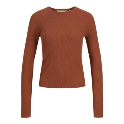 Image of JJXX Women&#039;s Jxtaya LS Ribbed Crew Neck Knit Sweater, Bombay Brown, S