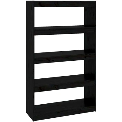Image of vidaXL Book Cabinet/Room Divider Black 80x30x135.5 cm Solid Wood Pine