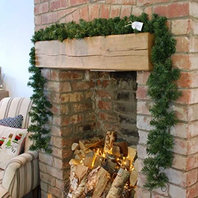 Image of Samuel ALEXANDER 270cm (9ft) x 20cm Pine christmas Garland Plain Green garlands for home Decoration Xmas Staircase Fireplaces and Wedding Decor