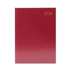 Image of 5 Star Desk Diary Day Per Page A4 Burgundy 2026 KFA41BG26