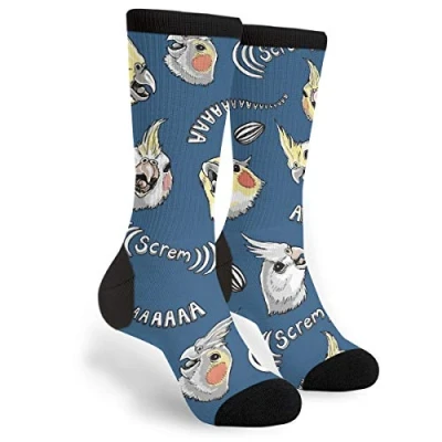 Image of 934 Novelty Walking Socks Cockatiel Work Warmer Trainer Unisex For Outdoor Women Gifts 40Cm