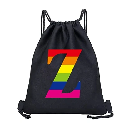Image of Drawstring Gym Bag, String Swim PE Bag,Large Sports Backpack Bags for Women Men, Travel Beach School Bag with Waterproof Kids,Boys,Girls Men (rainbow Z)