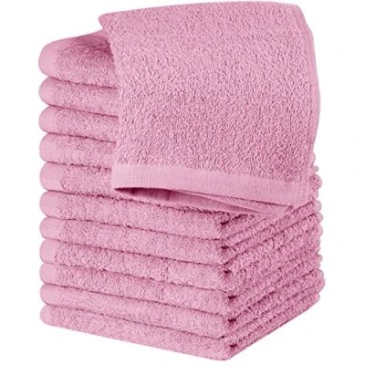 Image of Utopia Towels Cotton Washcloths Set 100% Ring Spun Cotton, Premium Quality Flannel Face Cloths, Highly Absorbent and Soft Feel Fingertip (12 Pack, Pink)